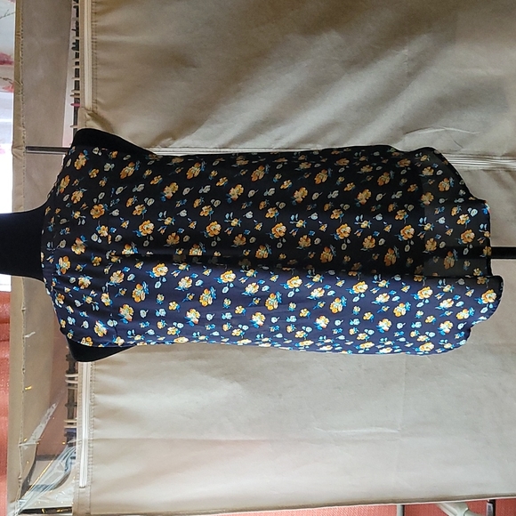 Love Notes royal blue with floral print Medium sleeveless - Picture 4 of 4